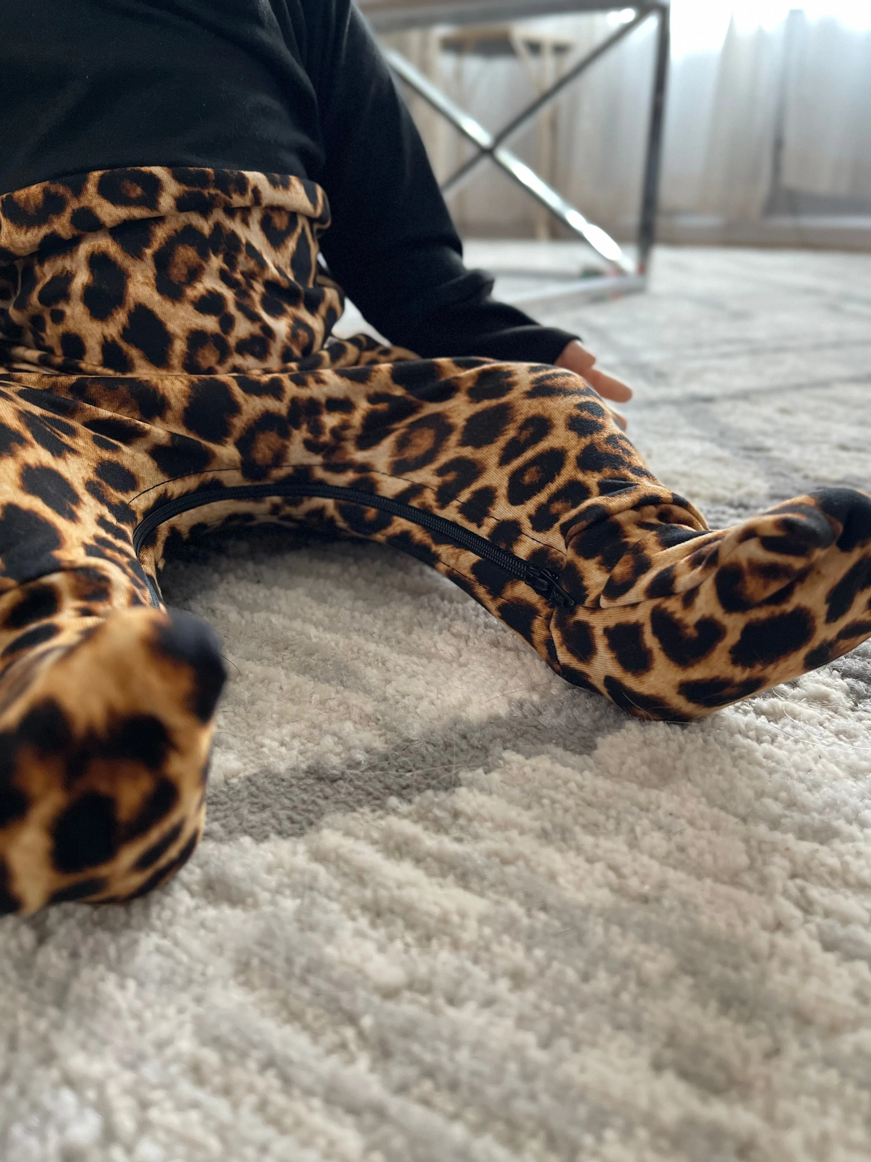 Color-blocked Cheetah Zip Romper