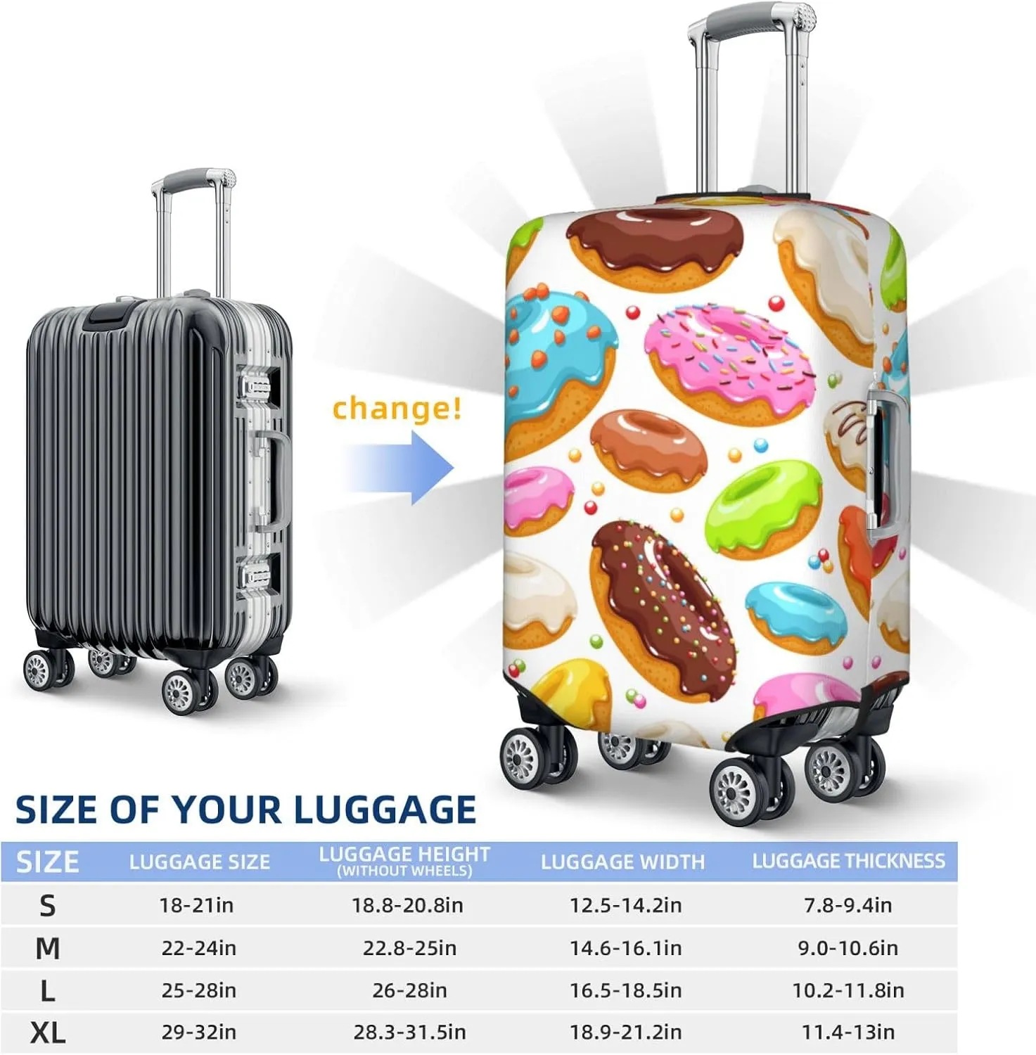 Color Donut Luggage Cover,Washable Suitcase Covers Fashion Luggage Covers,Anti-Scratch Suitcase Protector Cover