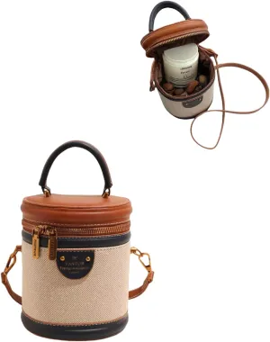 Colorblock Bucket Bag For Women,Women's Crossbody Bag,leather bucket bag,2025 New Summer Niche Design Cylinder Bag,Fashion Versatile Crossbody Bag,leather bucket bags for women