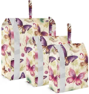Colorful Butterfly Packing Cubes for Travel 3 Set Compression Bags Suitcase Organizer Bags Set for Carry On Suitcases