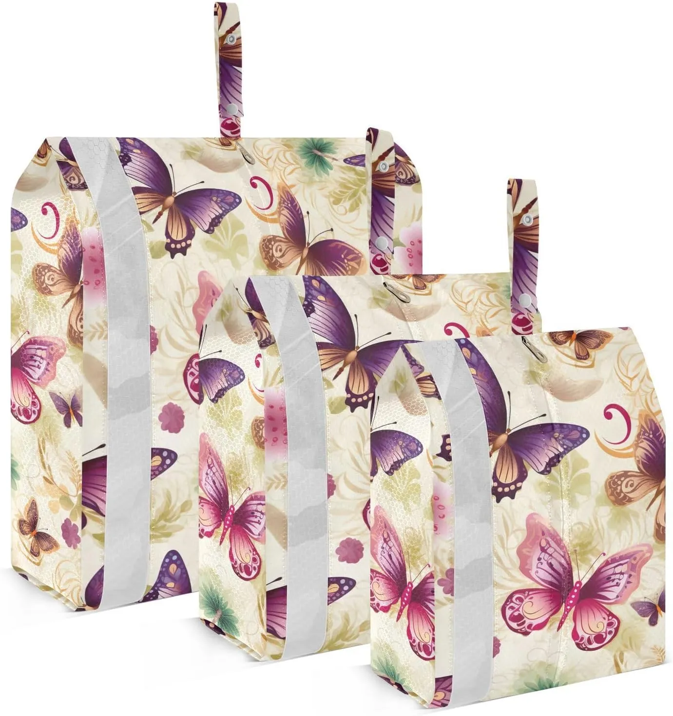 Colorful Butterfly Packing Cubes for Travel 3 Set Compression Bags Suitcase Organizer Bags Set for Carry On Suitcases