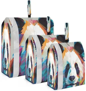 Colorful Funny Panda Packing Cubes for Travel 3 Set Travel Bags Organizer Luggage Bags for Travel Compression