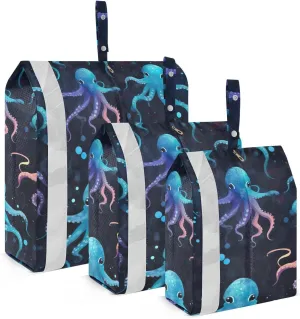 Colourful Cartoon Octopus Packing Cubes for Travel 3 Set Travel Bags Organizer Suitcase Organizer Bags Set for Travel