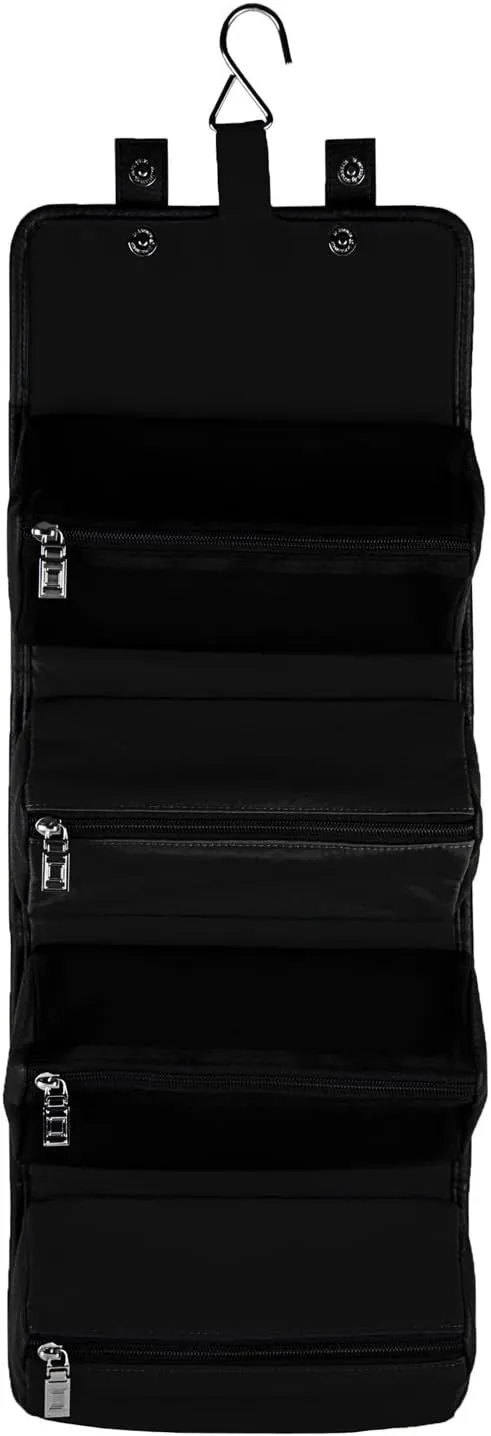 Compact Foldable Travel Toiletry Kit Bag with 4 Removable Pouches, Dopp Kit Bathroom Bag for Cosmetic, Makeup, Personal Hygiene Items, Washkit