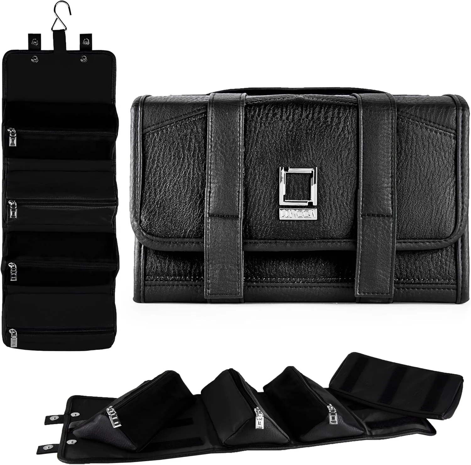 Compact Foldable Travel Toiletry Kit Bag with 4 Removable Pouches, Dopp Kit Bathroom Bag for Cosmetic, Makeup, Personal Hygiene Items, Washkit