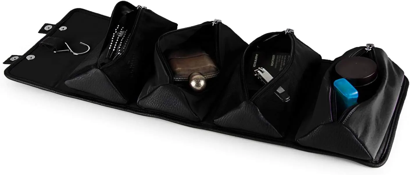 Compact Foldable Travel Toiletry Kit Bag with 4 Removable Pouches, Dopp Kit Bathroom Bag for Cosmetic, Makeup, Personal Hygiene Items, Washkit