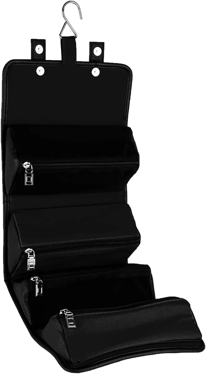 Compact Foldable Travel Toiletry Kit Bag with 4 Removable Pouches, Dopp Kit Bathroom Bag for Cosmetic, Makeup, Personal Hygiene Items, Washkit