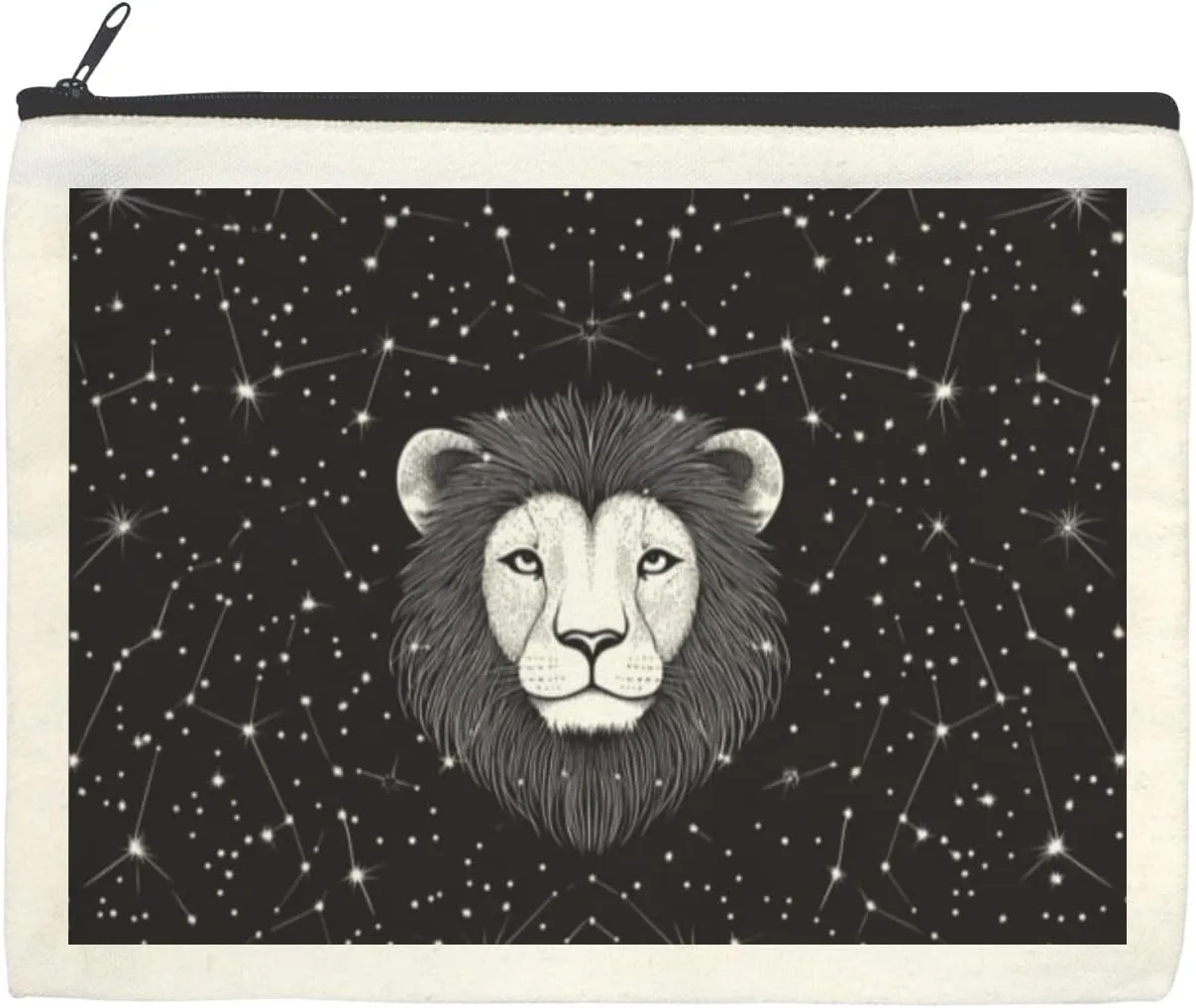 Cosmic starry lion Makeup Bag for Purse Canvas Waterproof Cosmetic Bags for Women Zipper Travel Toiletry Makeup Bags