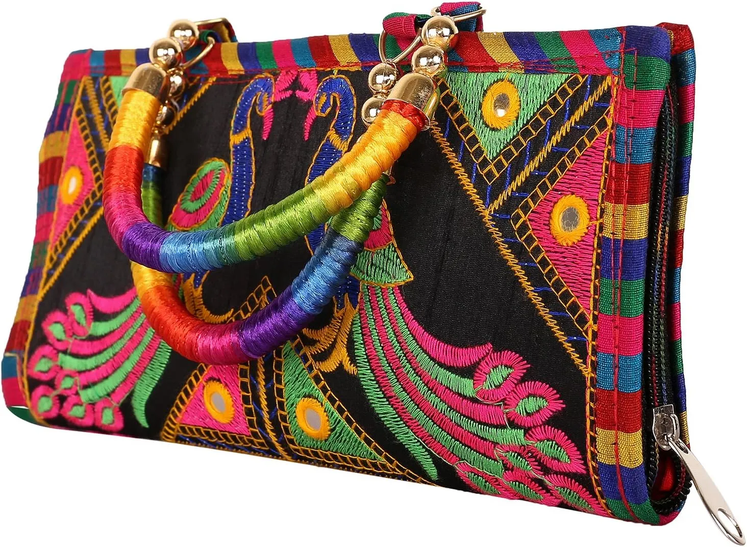 Craft Trade Clutch Bags for Women - Rajasthani Hand Embroidered Mini Crossbody Bag Women's Cluches for Wedding Party Gifts