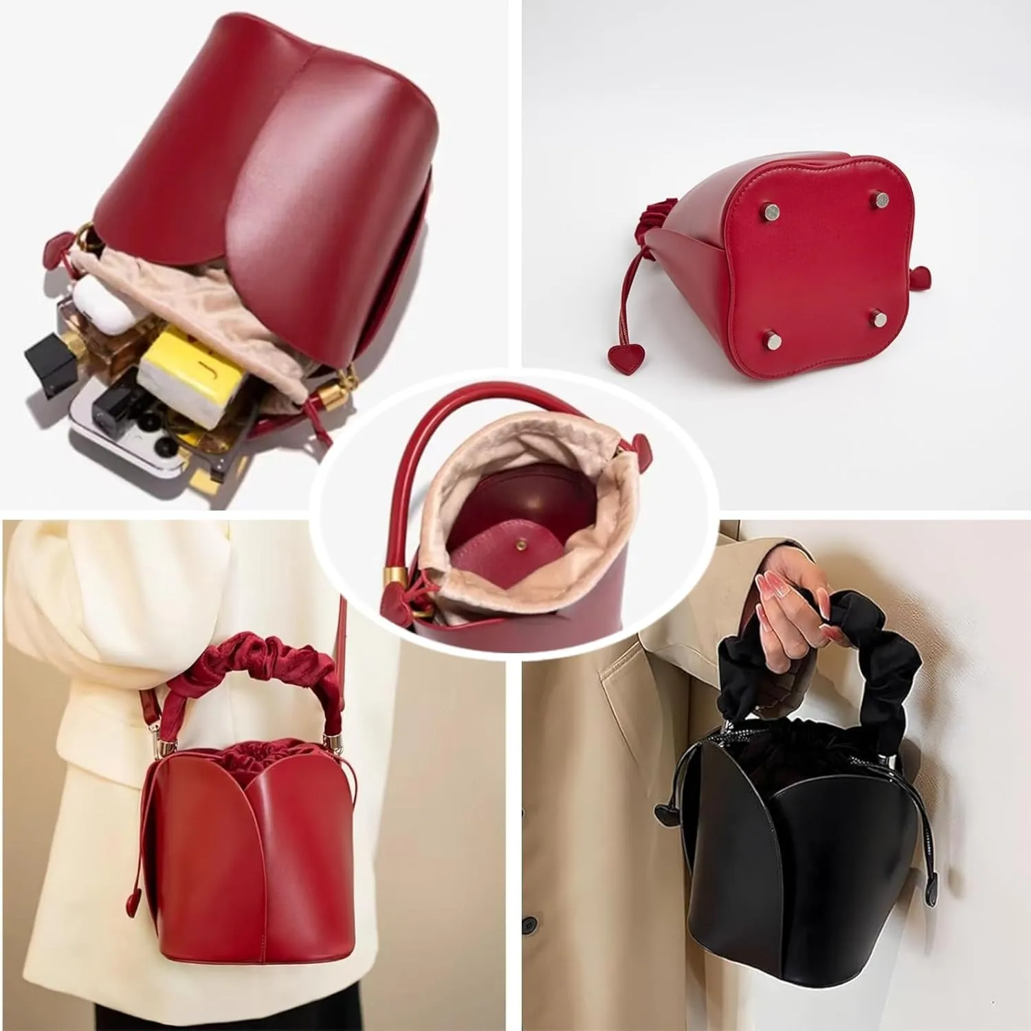 Creative Petal Bag Versatile Lady Noble and Elegant Crossbody Bags Versatile Purses(Brown)