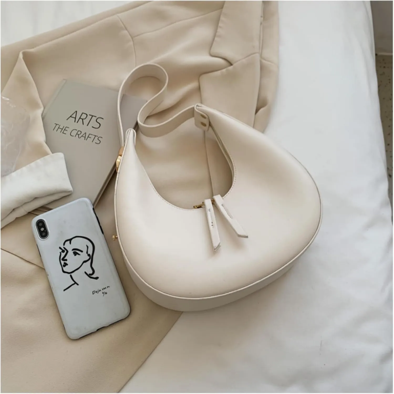 Crescent Shoulder Bags for Women, Elegant Hobo Handbag Cute Underarm Trendy Clutch Purse for Daily Use