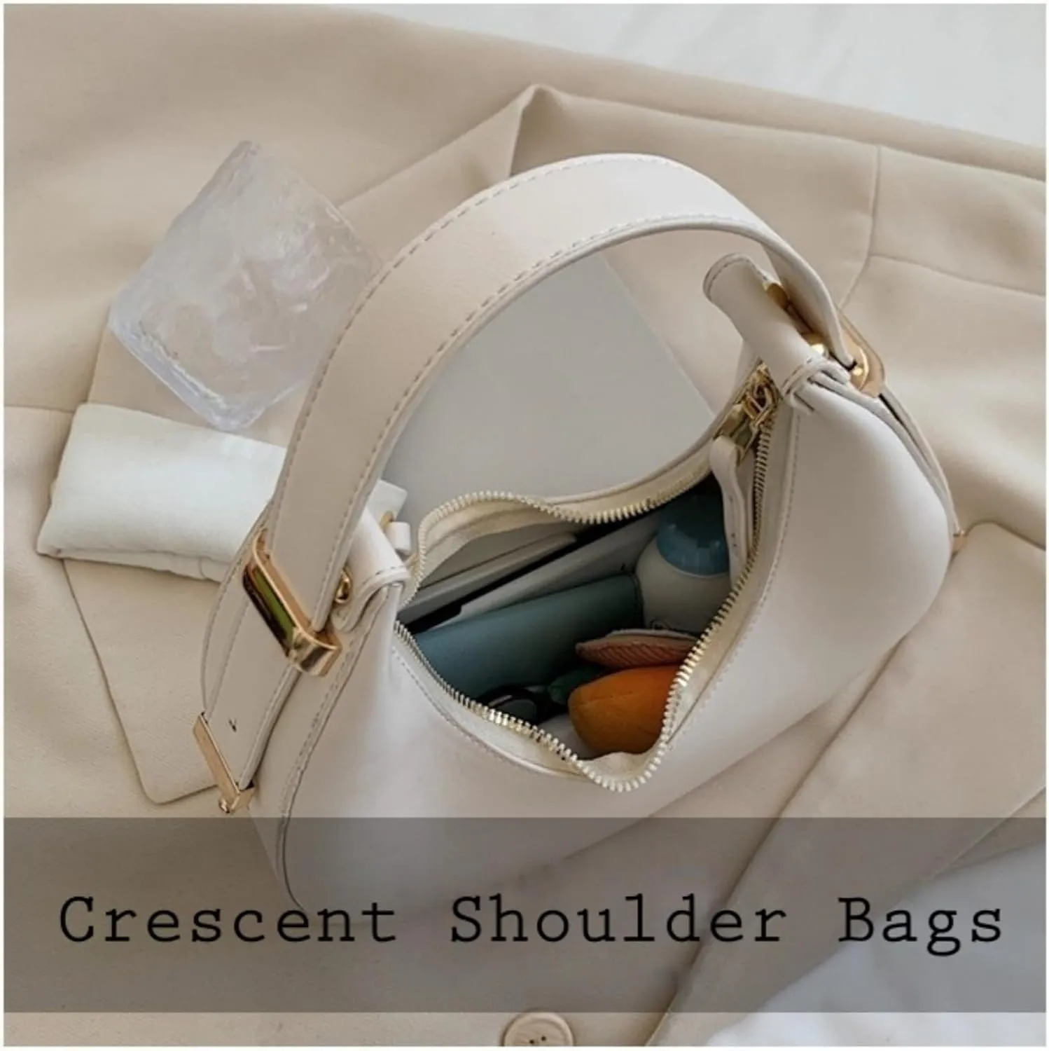 Crescent Shoulder Bags for Women, Elegant Hobo Handbag Cute Underarm Trendy Clutch Purse for Daily Use