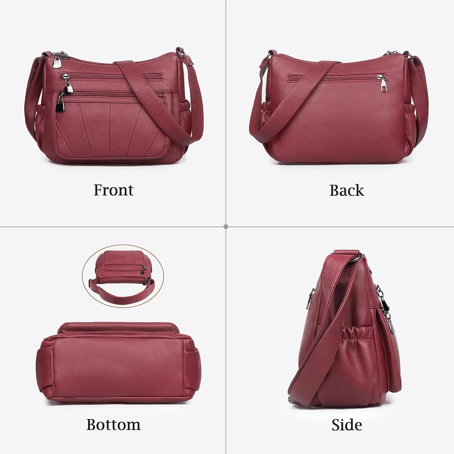 Crossbody Purse for Women Ladies Soft PU Leather Shoulder Bag Medium Roomy Handbag Fashion Tote Top Handle Satchel