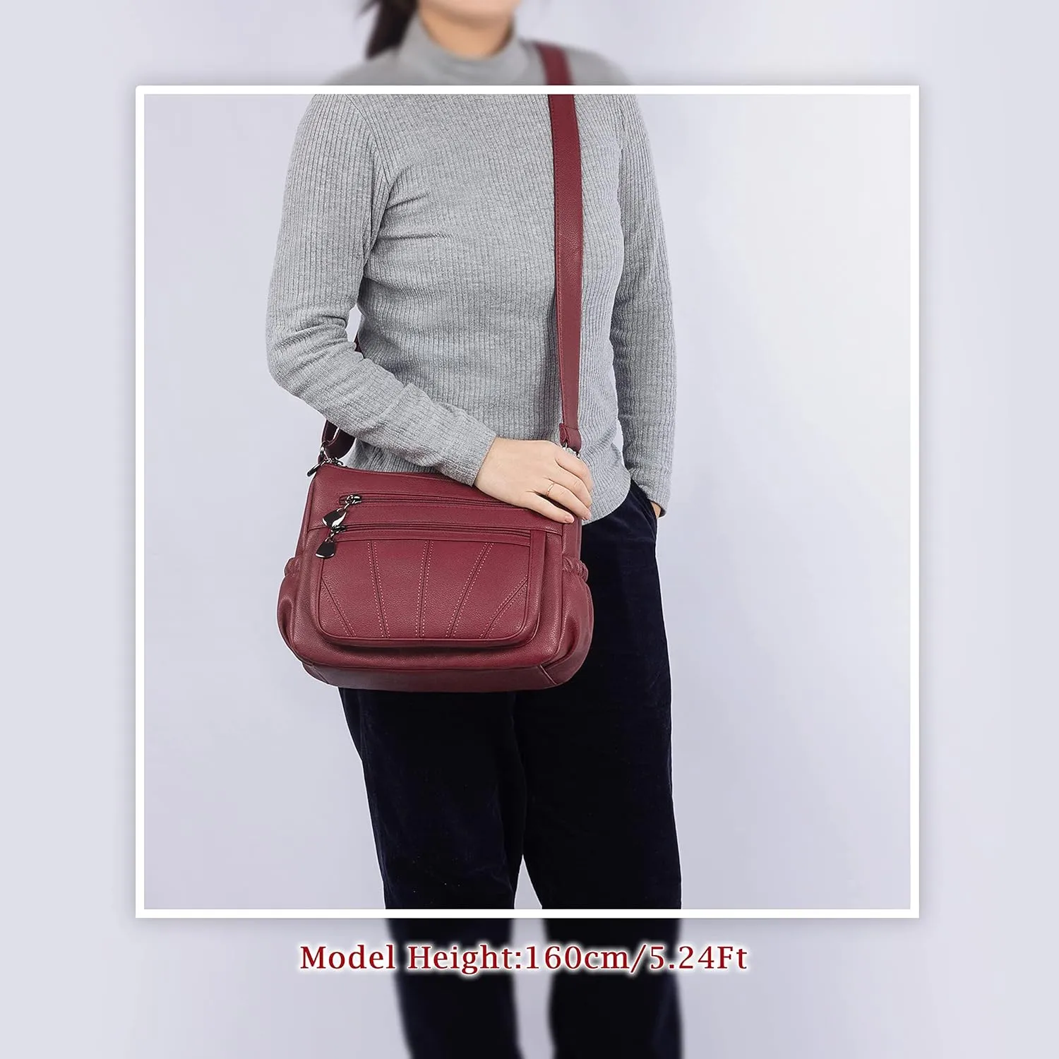 Crossbody Purse for Women Ladies Soft PU Leather Shoulder Bag Medium Roomy Handbag Fashion Tote Top Handle Satchel