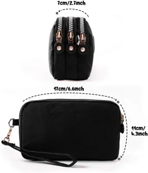 Crossbody Shoulder Bag for Women, Lightweight Travel Purse 3 Layers Zipper Wallet Wrist Bags Casual Sling Bags