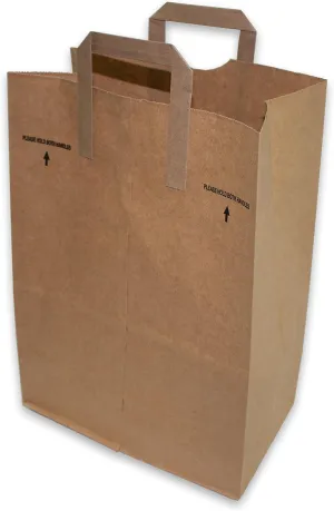 CucinaPrime 25 Count Reusable Brown Rectangular Paper Bags with Handles, 12 x 7 x 17 inches, Gusseted Paper Construction, Fold Top Closure