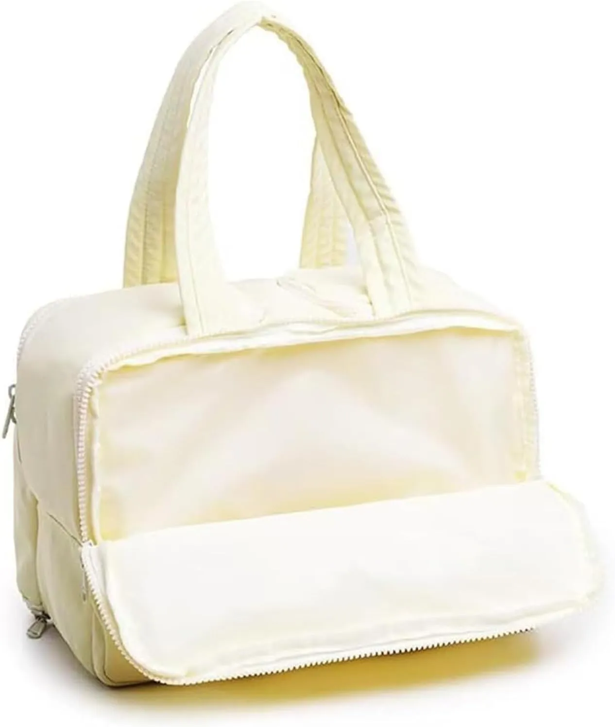 Curetoaway Travel Cosmetic Bag, Cureaway Large Capacity Wide-Open Travels Cosmetic Bag, Compact Travel Toiletry Bags, with 4 Compartments and Dry-Wet Separation (Khaki)