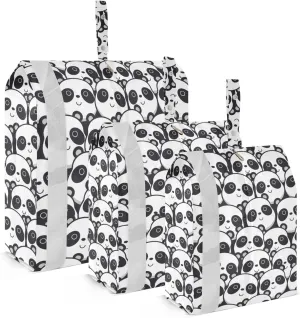 Cute Cartoon Panda Packing Cubes Set of 3, Lightweight Travel Luggage Organizers Foldable Bags for Easy Packing and Organization