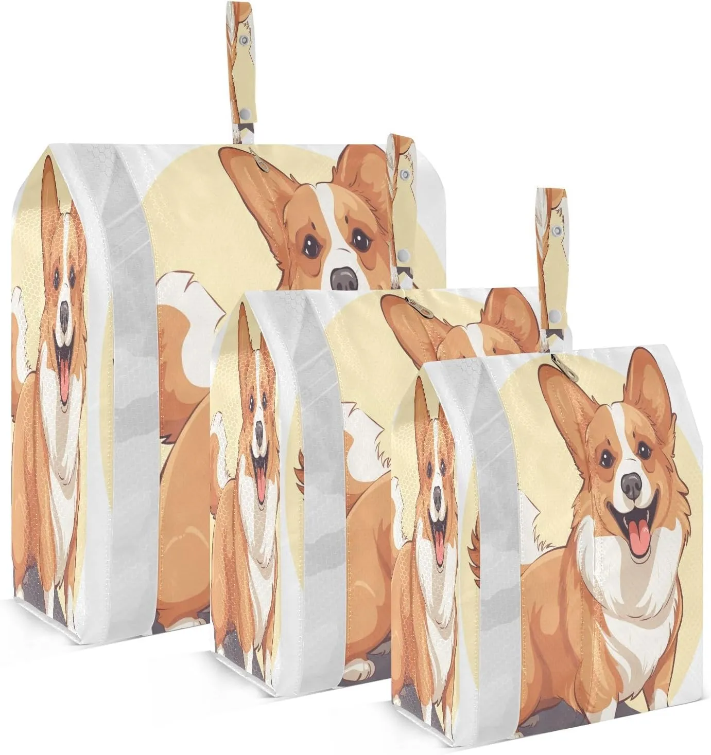 Cute Corgi Packing Cubes for Travel 3 Set Compression Travel Bags Suitcase Organizer Bags Set for Travel