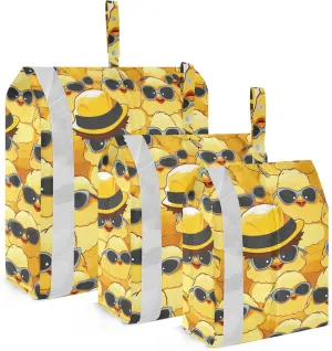 Cute Ducks Glasses Packing Cubes for Travel 3 Set Compression Packing Bags Luggage Bags Organizer for Luggage