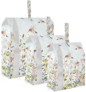 Cute Hummingbirds Flowers Packing Cubes Set of 3, Lightweight Travel Luggage Organizers Foldable Bags for Easy Packing and Organization