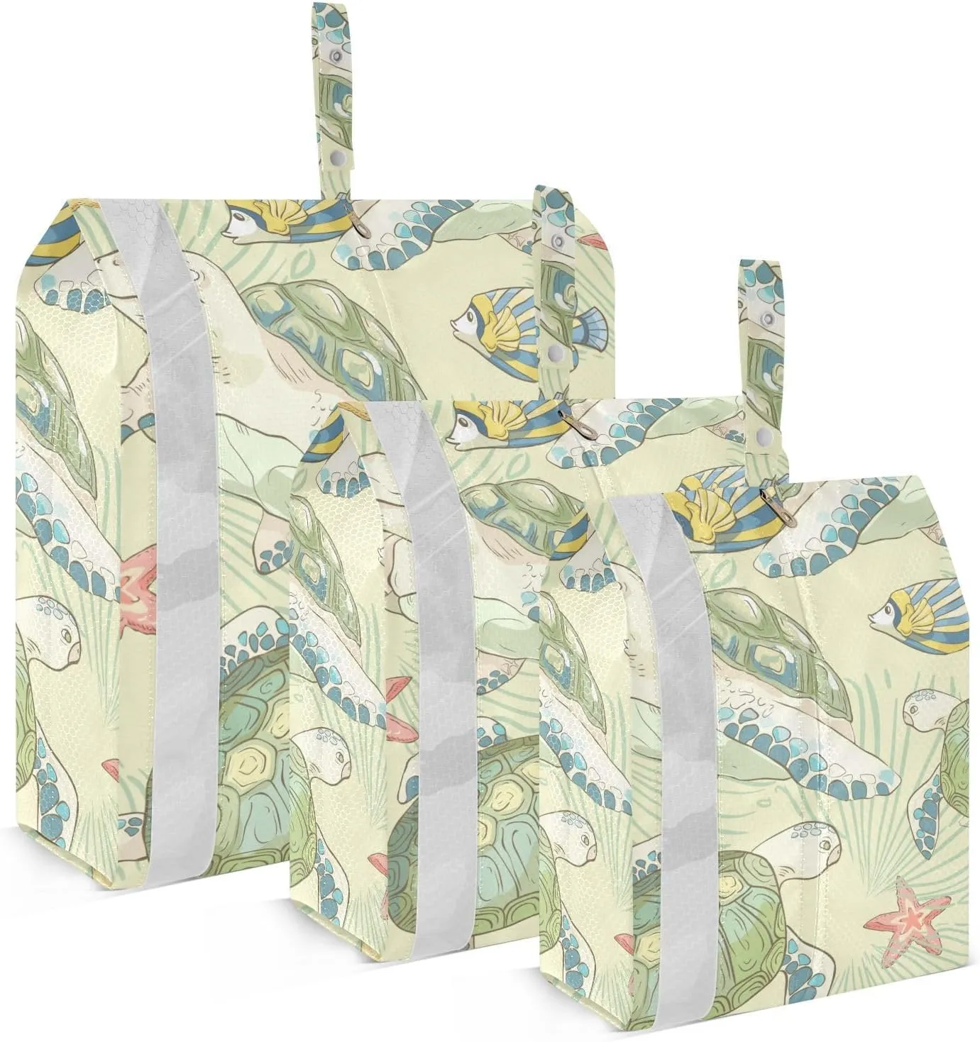 Cute Sea Turtles Packing Cubes Set of 3, Lightweight Travel Luggage Organizers Foldable Bags for Easy Packing and Organization