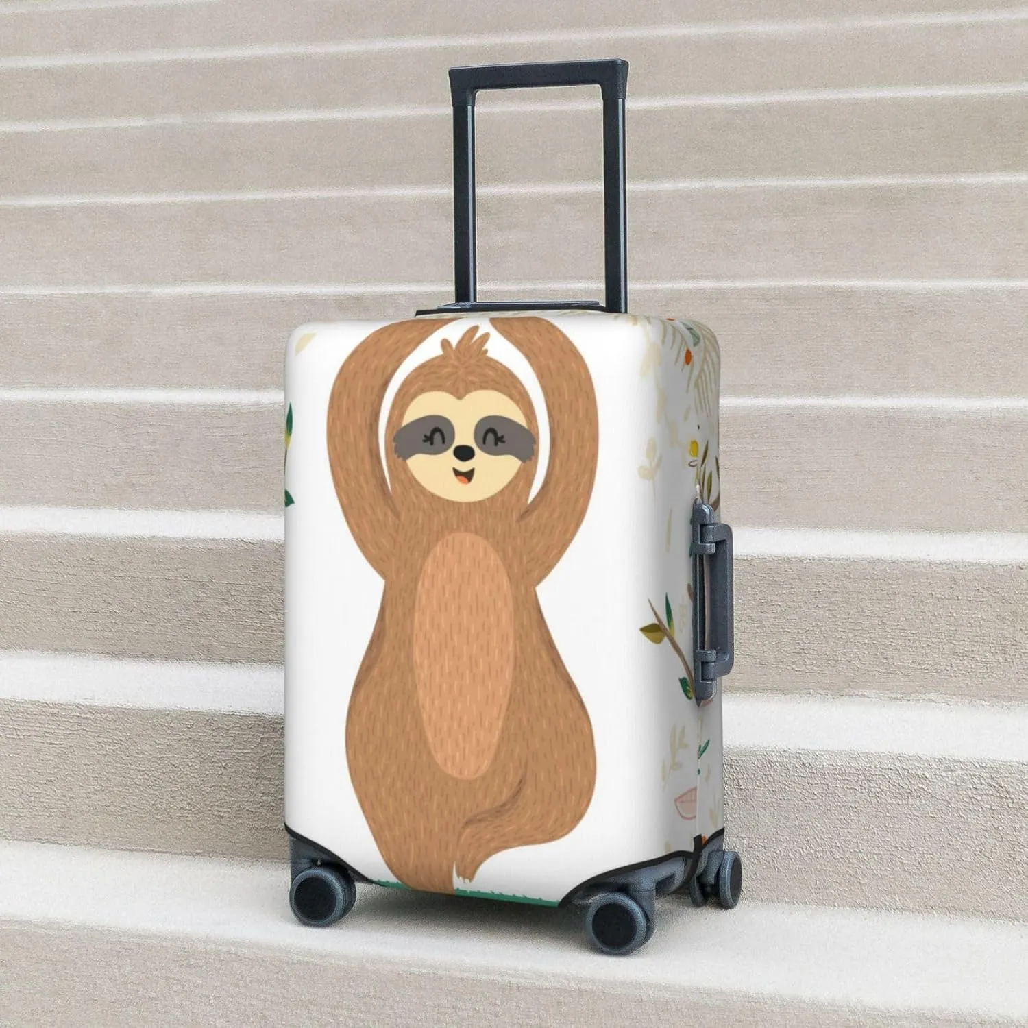Cute Sloth In Yoga Pose Tree Luggage Cover,Washable Suitcase Covers Fashion Luggage Covers,Anti-Scratch Suitcase Protector Cover