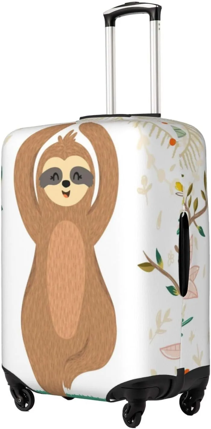 Cute Sloth In Yoga Pose Tree Luggage Cover,Washable Suitcase Covers Fashion Luggage Covers,Anti-Scratch Suitcase Protector Cover