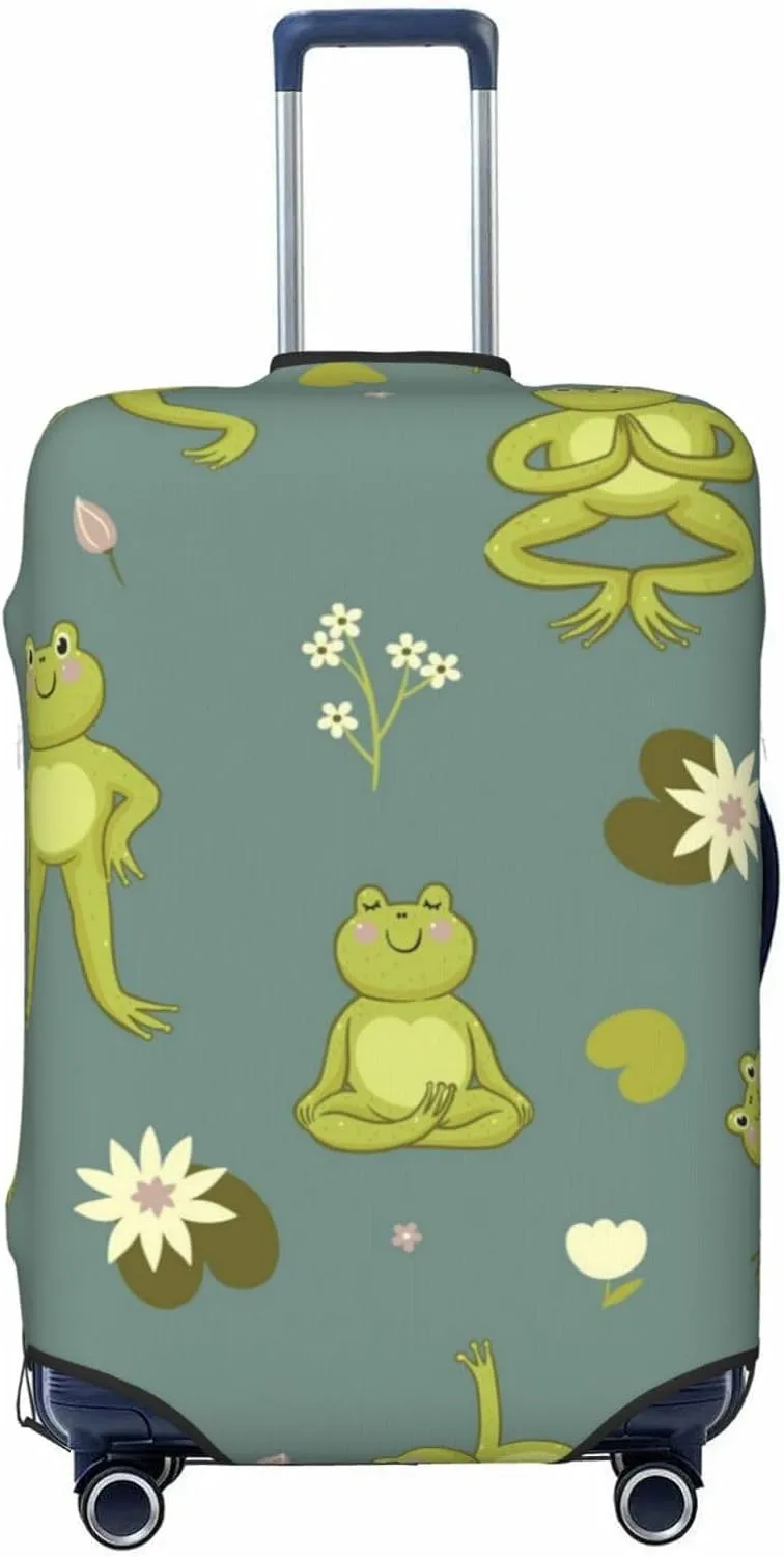Cute Yoga Frogs Luggage Cover,Washable Suitcase Covers Fashion Luggage Covers,Anti-Scratch Suitcase Protector Cover