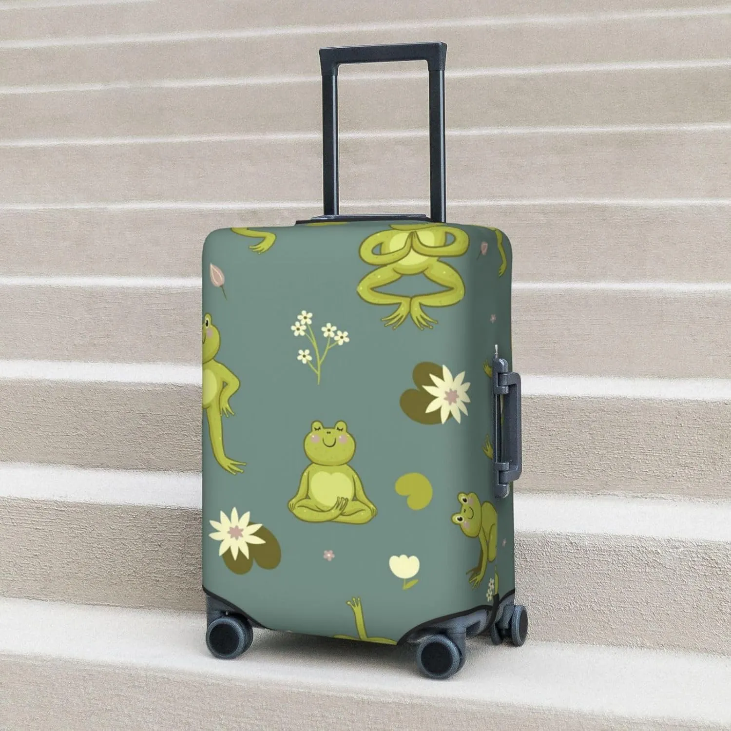 Cute Yoga Frogs Luggage Cover,Washable Suitcase Covers Fashion Luggage Covers,Anti-Scratch Suitcase Protector Cover