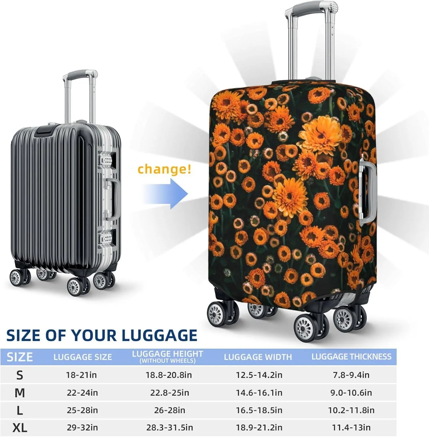 Daisies Luggage Cover,Washable Suitcase Covers Fashion Luggage Covers,Anti-Scratch Suitcase Protector Cover