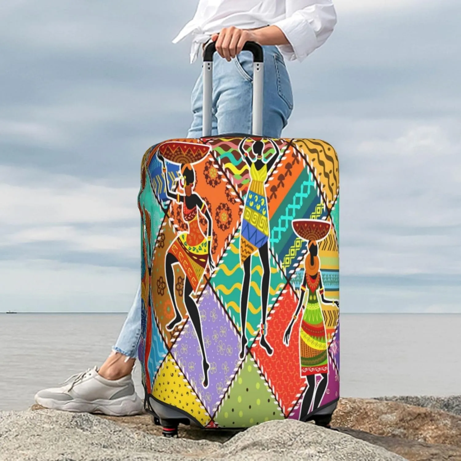 Dancing African Womans Luggage Cover,Washable Suitcase Covers Fashion Luggage Covers,Anti-Scratch Suitcase Protector Cover