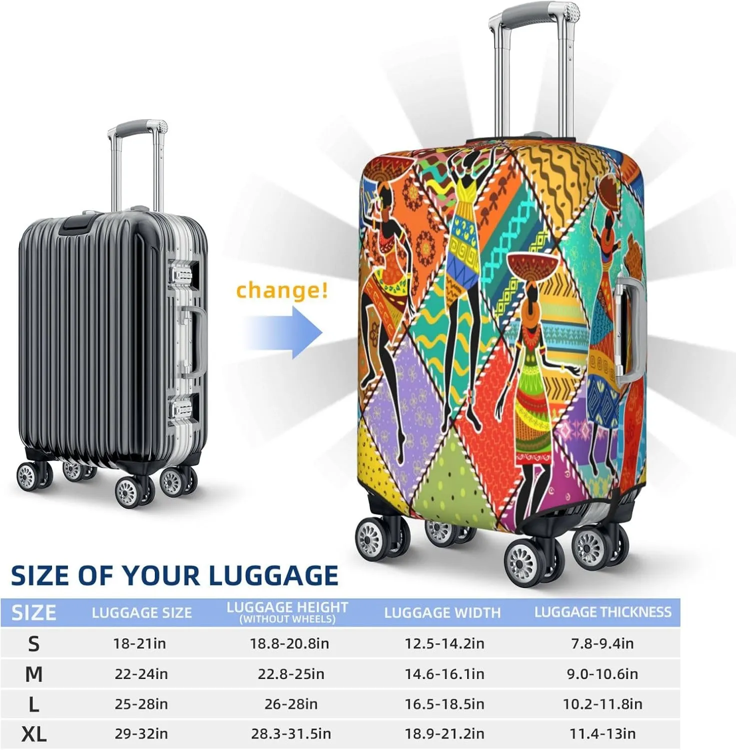 Dancing African Womans Luggage Cover,Washable Suitcase Covers Fashion Luggage Covers,Anti-Scratch Suitcase Protector Cover