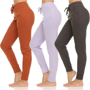 DARESAY Womens Running Workout Yoga Leggings with Pockets and Ealstic Cuff, Pack of 3 Up to XXL