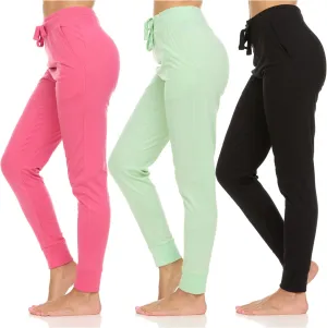 DARESAY Womens Running Workout Yoga Leggings with Pockets and Ealstic Cuff, Pack of 3 Up to XXL