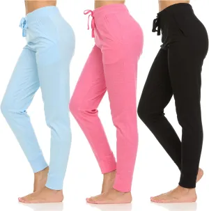 DARESAY Womens Running Workout Yoga Leggings with Pockets and Ealstic Cuff, Pack of 3 Up to XXL