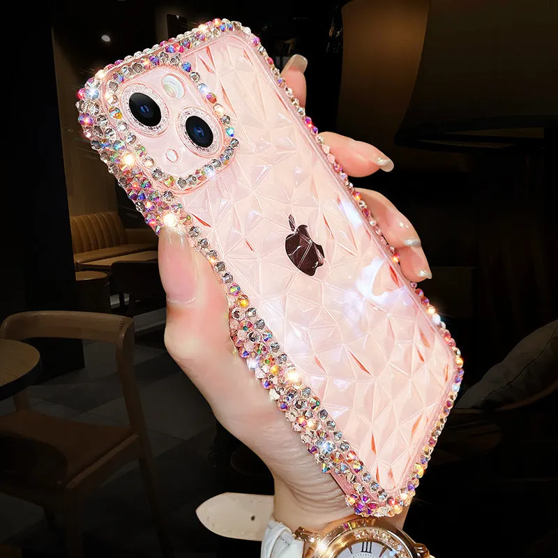 Diamond pattern transparent silicone iPhone case