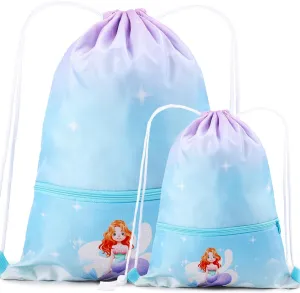 Drawstring Backpack for Girls Drawstring Gym Bag Waterproof Cinch Bags for Sports Dance Swimming Beach Travel with Zipper Pocket