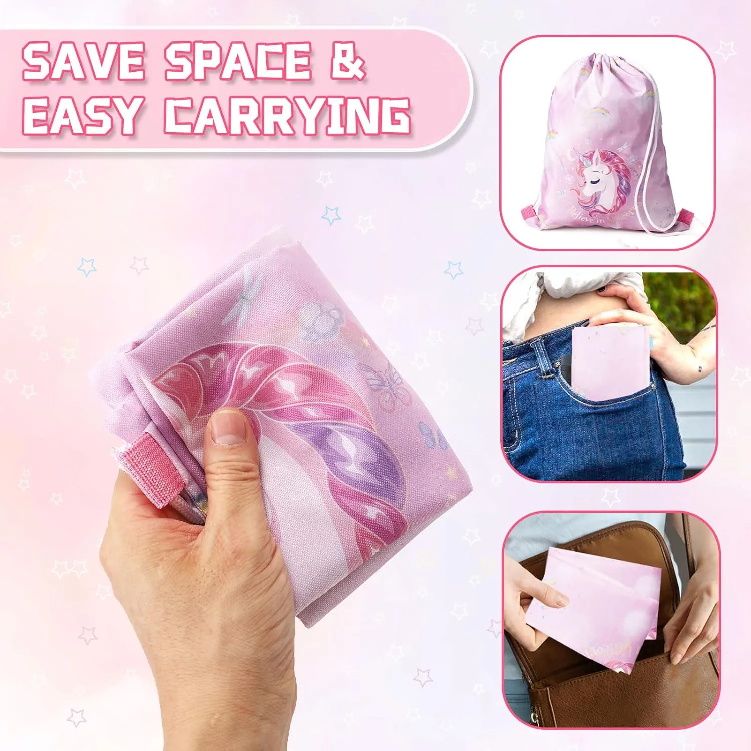 Drawstring Backpack for Girls Pink Drawstring Gym Bag Waterproof Draw String back Bag for Sports Dance Swimming Beach Travel Birthday Gift