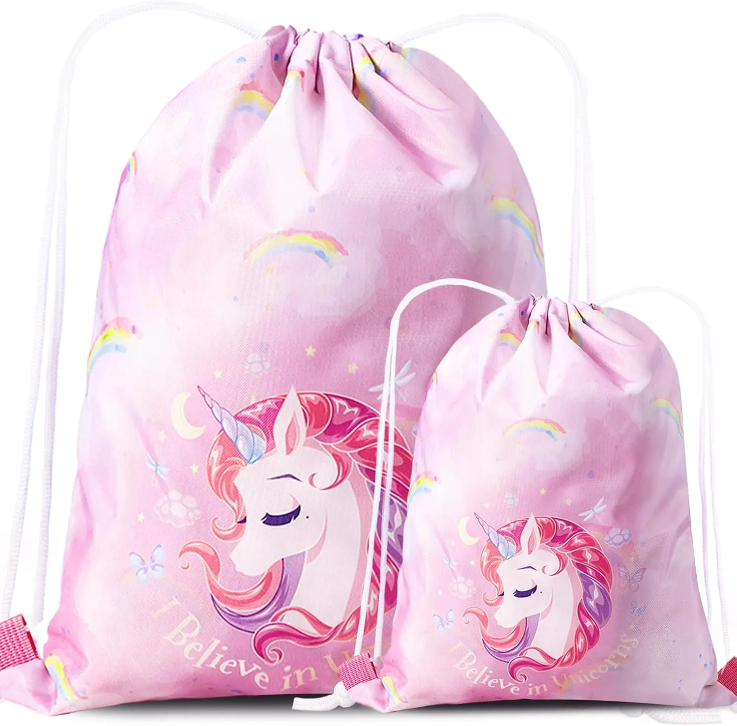 Drawstring Backpack for Girls Pink Drawstring Gym Bag Waterproof Draw String back Bag for Sports Dance Swimming Beach Travel Birthday Gift