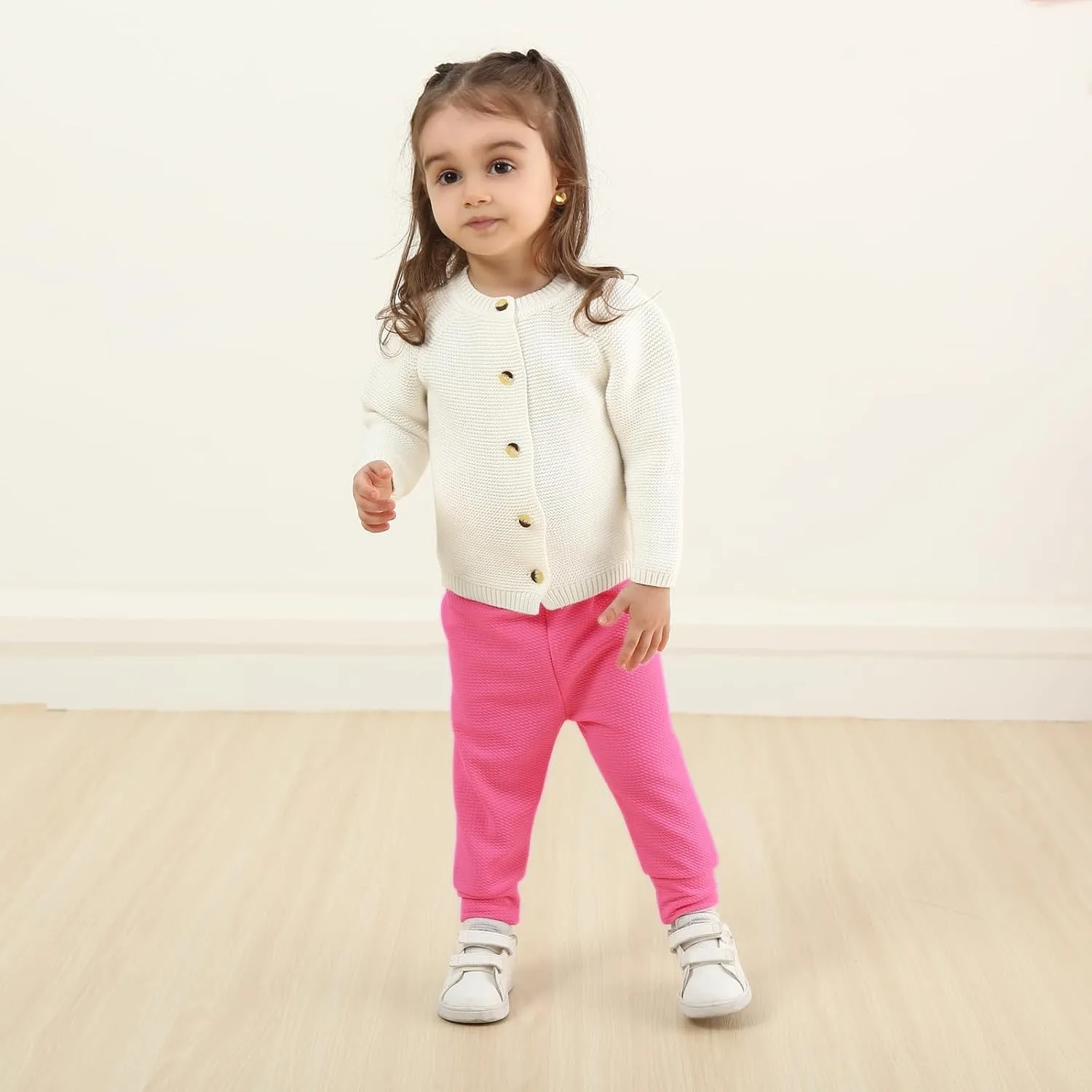DREAM BUS 5 Pack Baby Girl Pants Toddler Girls Sweatpants Newborn Solid Jogger Pants Fall Baby Girl Waffles Leggings