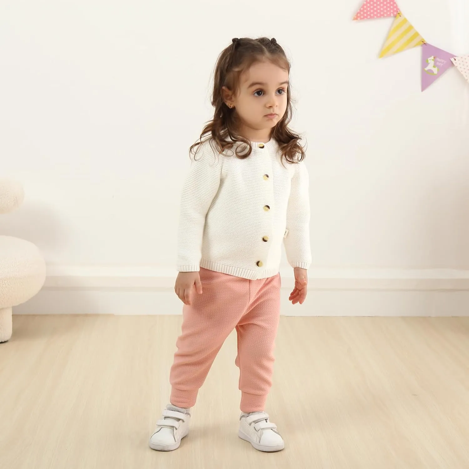 DREAM BUS 5 Pack Baby Girl Pants Toddler Girls Sweatpants Newborn Solid Jogger Pants Fall Baby Girl Waffles Leggings