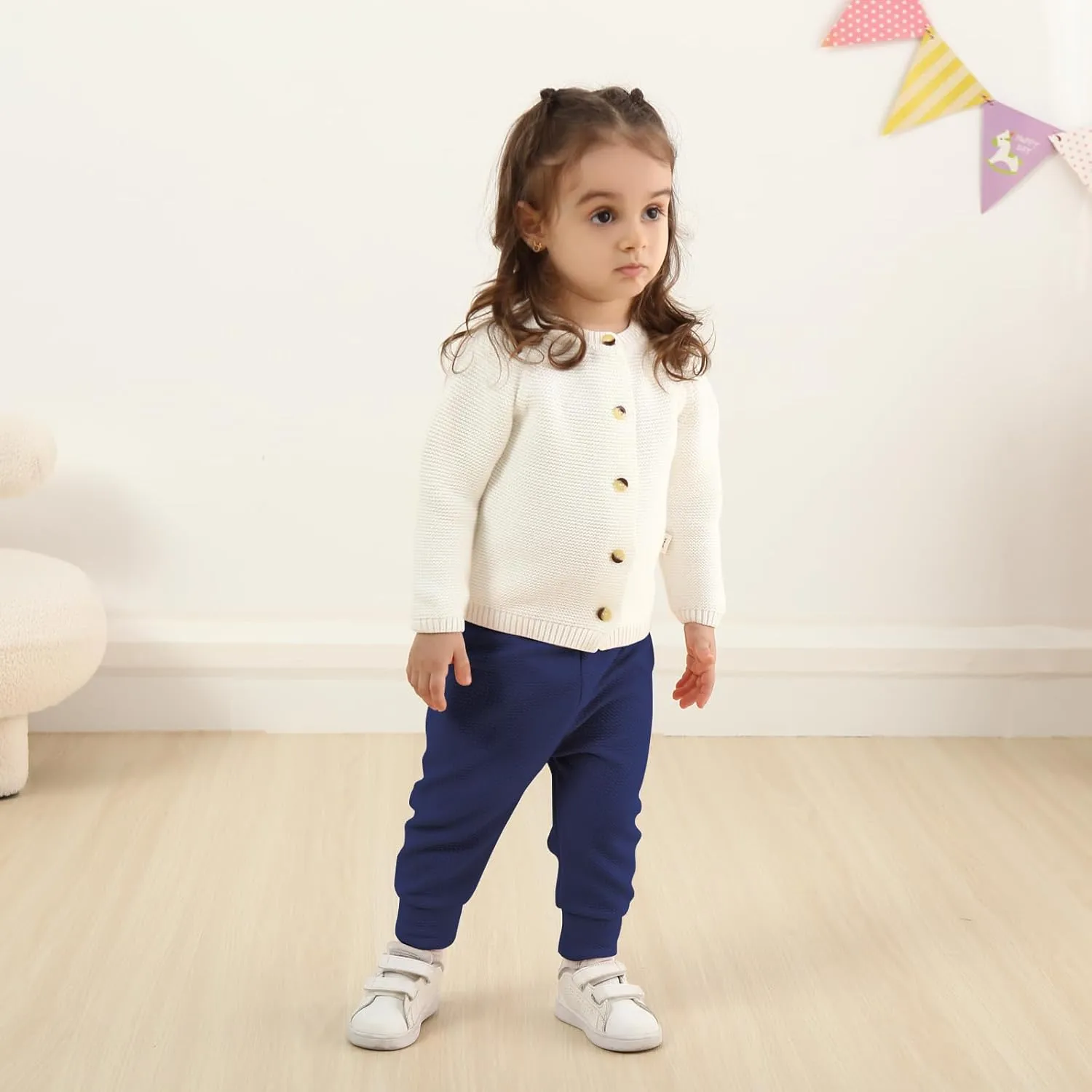 DREAM BUS 5 Pack Baby Girl Pants Toddler Girls Sweatpants Newborn Solid Jogger Pants Fall Baby Girl Waffles Leggings