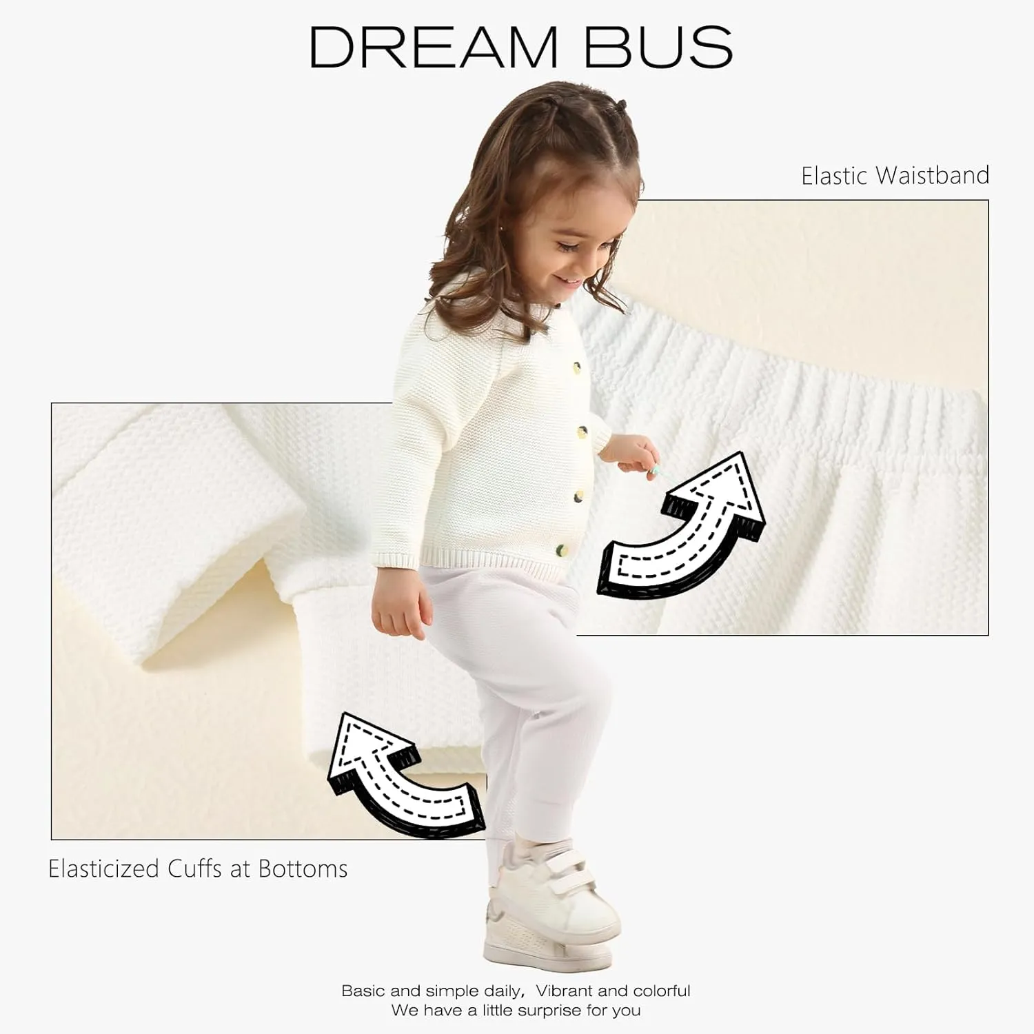 DREAM BUS 5 Pack Baby Girl Pants Toddler Girls Sweatpants Newborn Solid Jogger Pants Fall Baby Girl Waffles Leggings