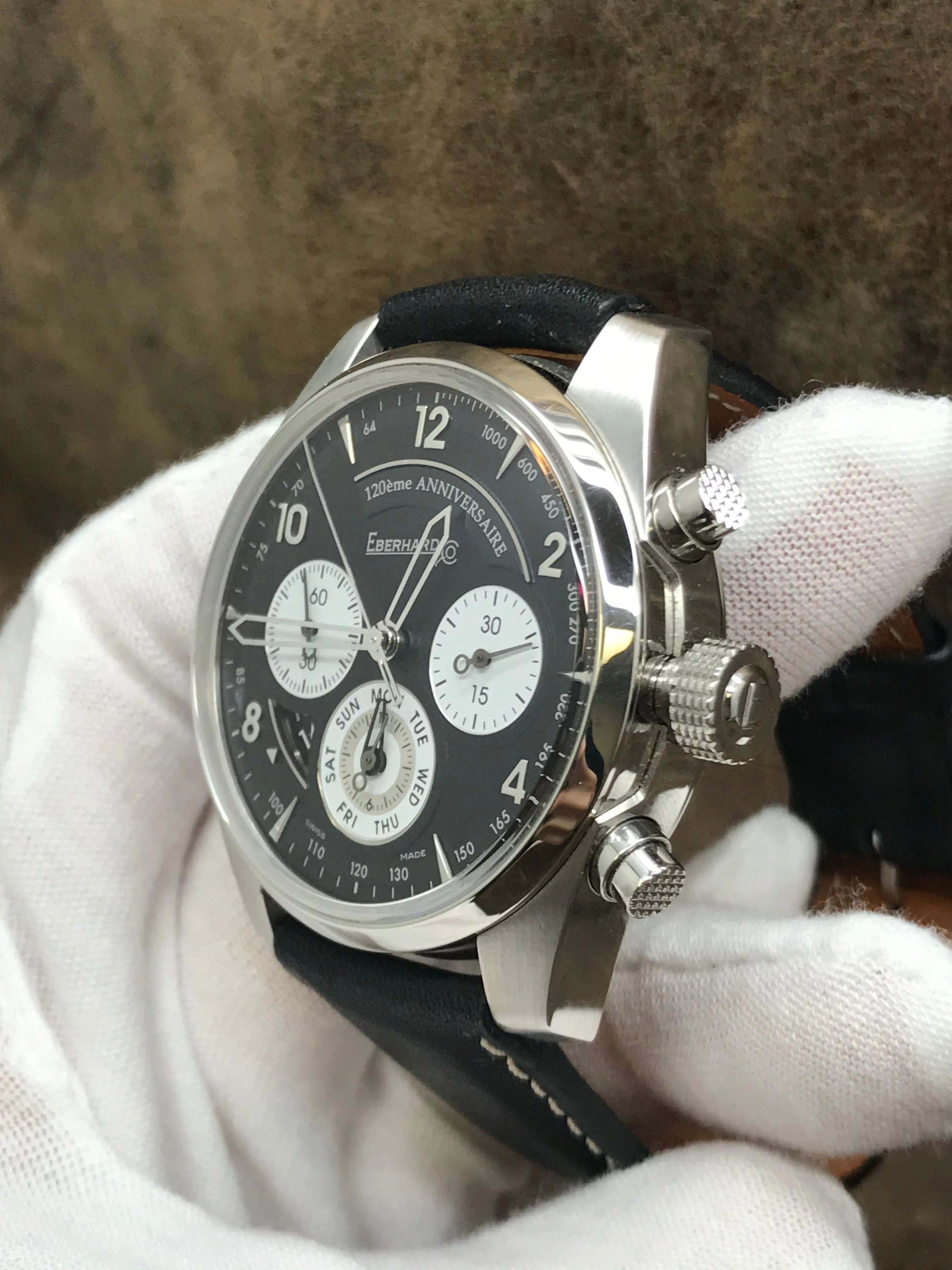 Eberhard Chronographe 120Ème Anniversaire 31120 Black Dial Automatic Men's Watch