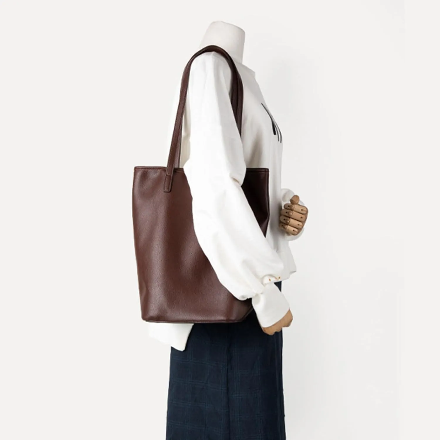 Elegant Bucket Bag Large Leather Shoulder Bags For Women Girls Underarm Purse Casual Handbag With Spacious Interior