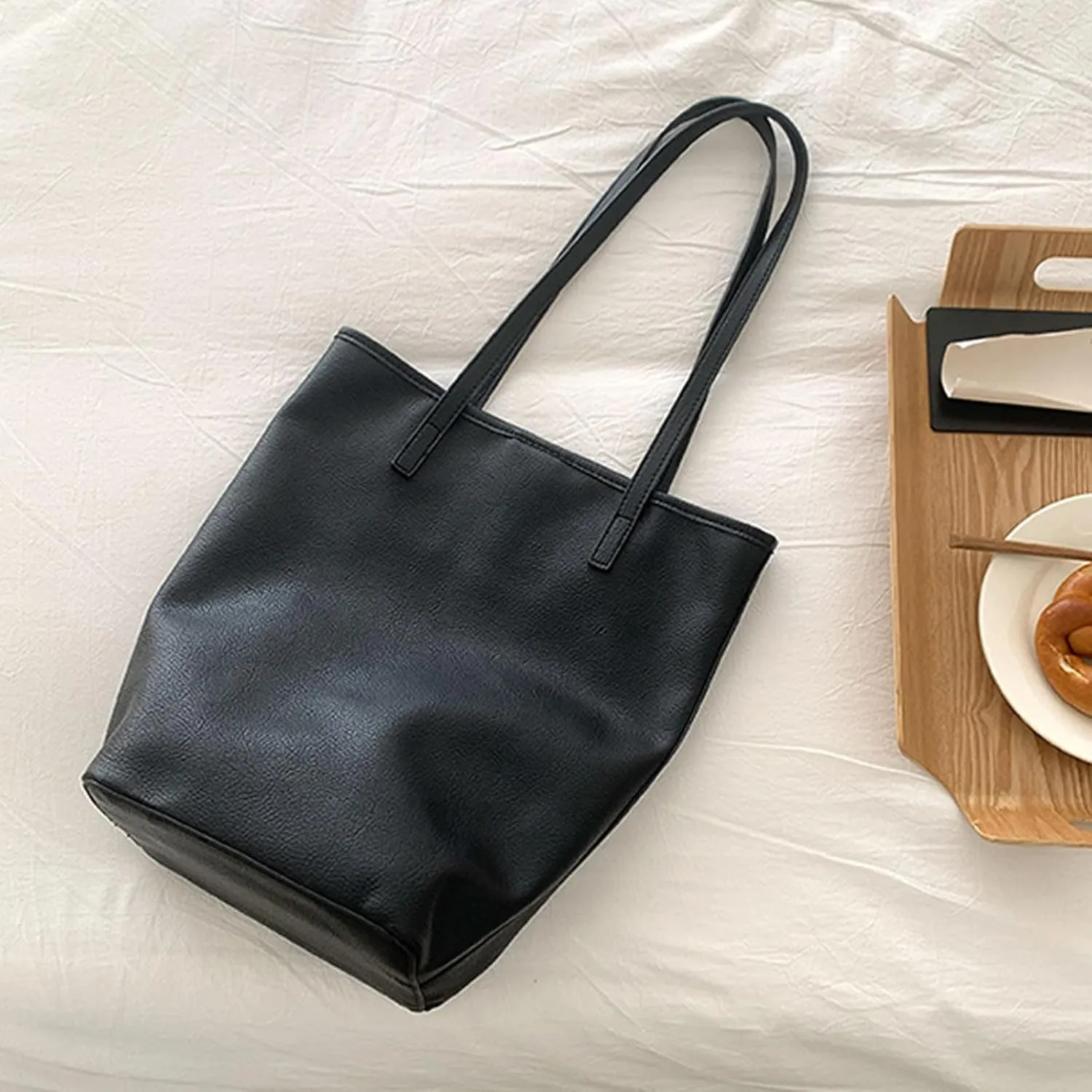 Elegant Bucket Bag Large Leather Shoulder Bags For Women Girls Underarm Purse Casual Handbag With Spacious Interior