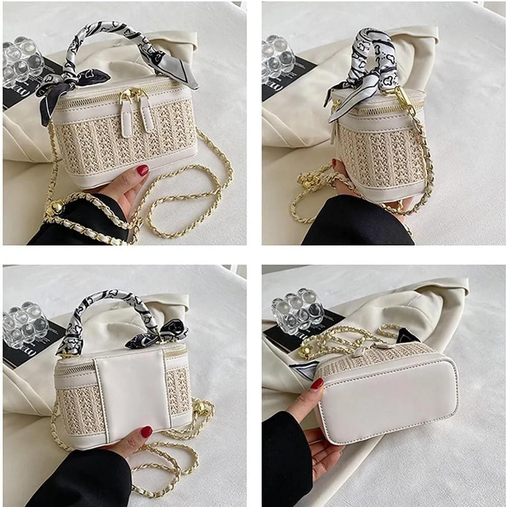Elegant Designer Leather Evening Clutch Handbag with Gold Chain Shoulder & Crossbody Strap for Women