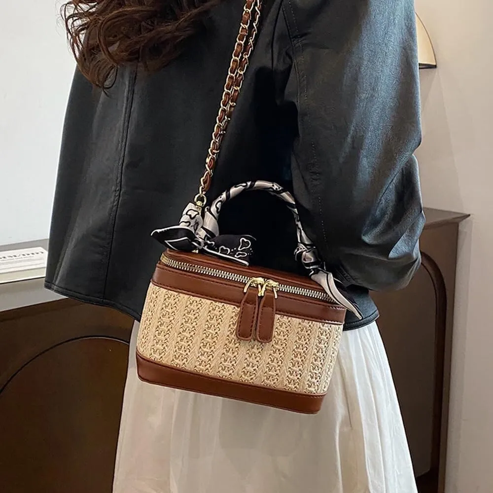 Elegant Designer Leather Evening Clutch Handbag with Gold Chain Shoulder & Crossbody Strap for Women