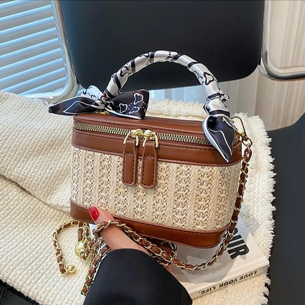 Elegant Designer Leather Evening Clutch Handbag with Gold Chain Shoulder & Crossbody Strap for Women